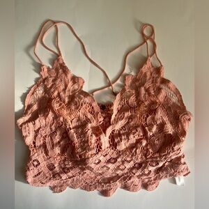 Free people Lace Bralette in Peach Pink Medium